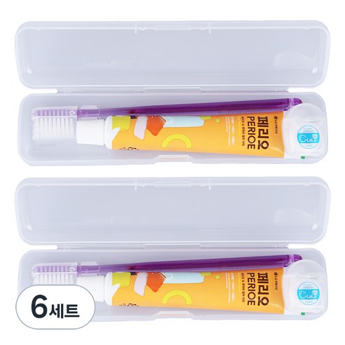오랄라 여행용 미세모칫솔 + 치약+ 치실 + 케이스 세트, 6세트