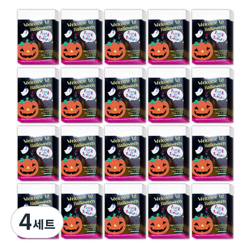 스투피드 할로윈 선물포장 OPP 접착봉투 200p 세트 10 x 14 cm, 웰컴투 블랙, 4세트