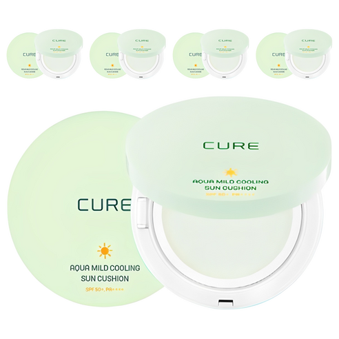 김정문알로에 아쿠아 마일드 쿨링 선쿠션 SPF50+ PA++++, 25g, 5개