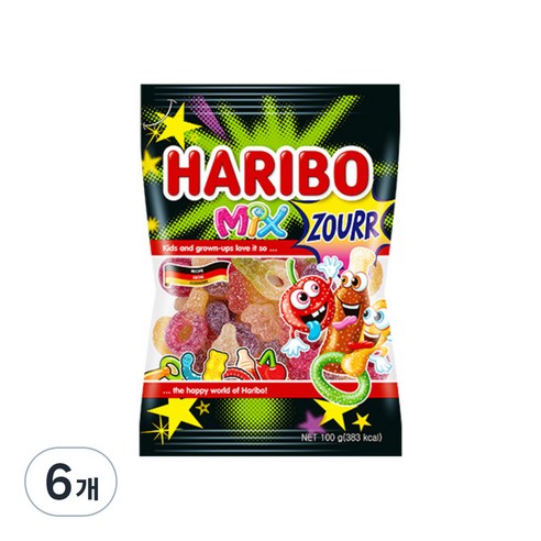 하리보 믹스 사우어 젤리, 100g, 6개