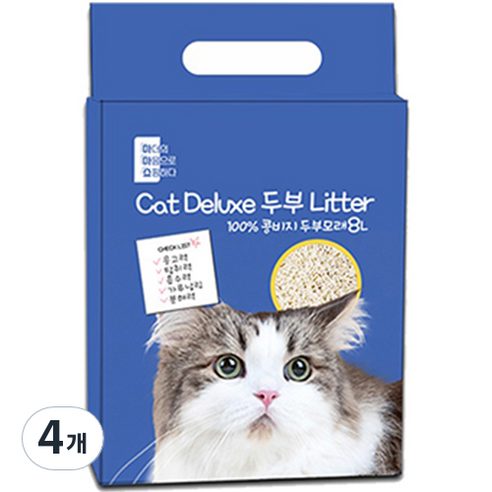 마마쇼 캣 디럭스 프리미엄 응고형 두부모래, 8L, 4개, 베이비파우더향