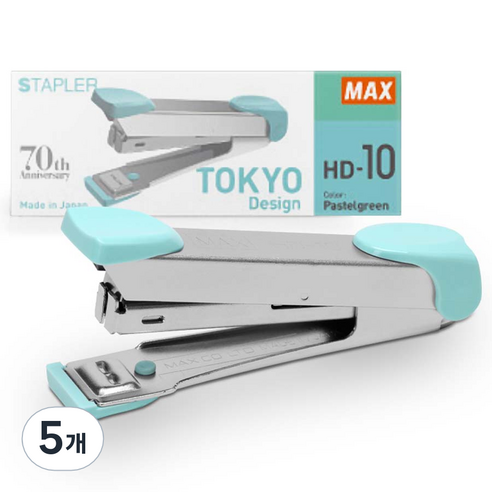 MAX 스테플러 HD-10, 파스텔민트 그린, 5개