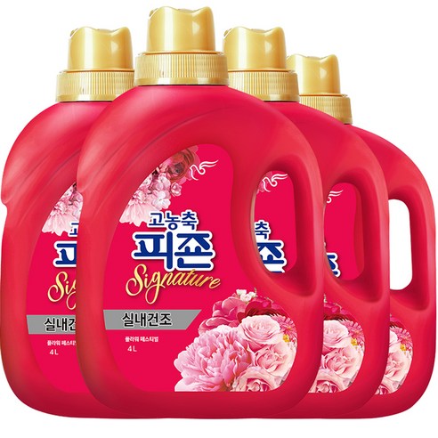 피죤 고농축 실내건조 시그니처 플라워페스티벌 본품, 4L, 4개