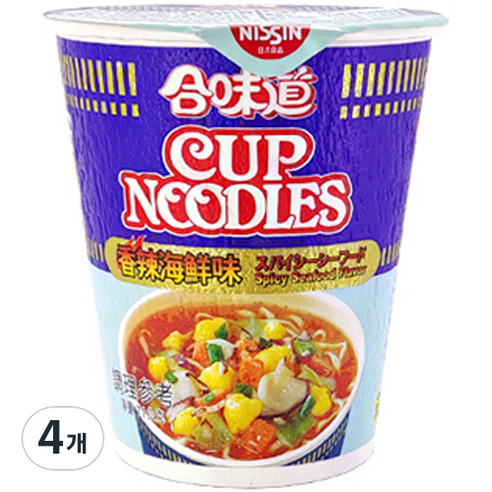닛신 컵누들 스파이시 씨푸드맛 71g, 4개