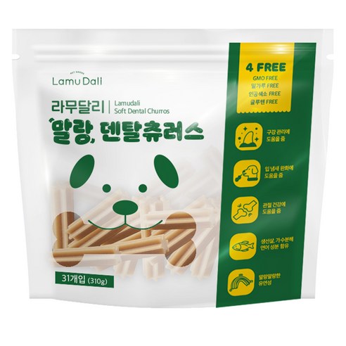 라무달리 강아지 덴탈츄러스 31p, 연어 + 생선살 혼합맛, 1개