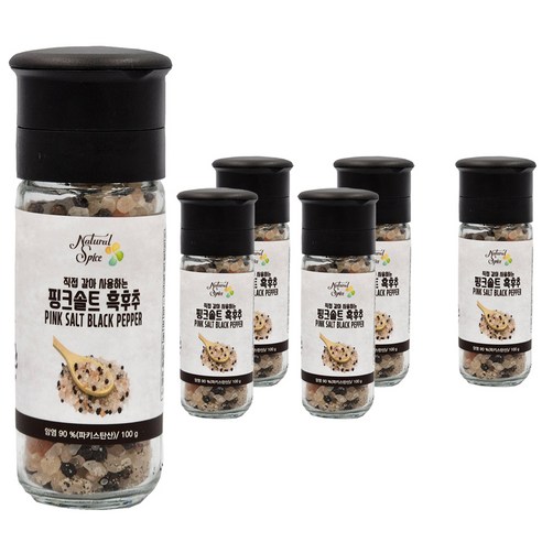 내츄럴스파이스 핑크솔트 흑후추, 100g, 6개