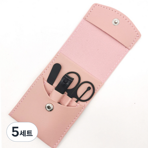 미카엘그라운드 손톱 깎이 4종 세트, 5세트, 핑크(케이스), 블랙(도구)