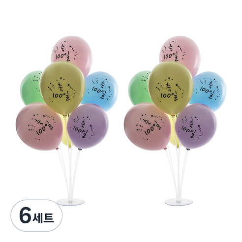 파티쇼 풍선꽂이 장식 세트 70cm, 매트파스텔축100일, 6세트