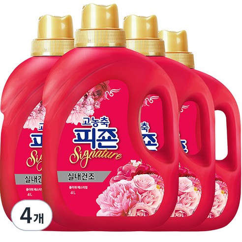 피죤 고농축 시그니처 섬유유연제 플라워페스티벌 본품, 4L, 4개