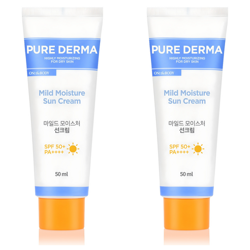 온더바디 퓨어더마 마일드 모이스처 선크림 SPF50+ PA++++, 50ml, 2개