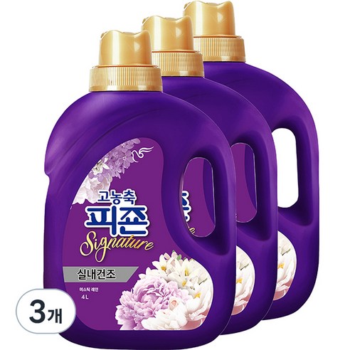 피죤 고농축 시그니처 섬유유연제 미스틱레인 본품, 4L, 3개
