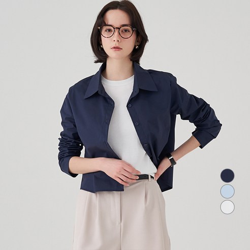ELLEPARIS 여성용 세미크롭 릴렉스핏 데일리 셔츠