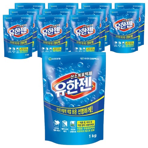 유한젠 산소계 표백제 분말형 리필, 1kg, 12개