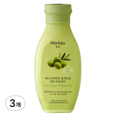 몽크슈 엑스트라버진 올리브유 저당 마요네즈, 260g, 3개