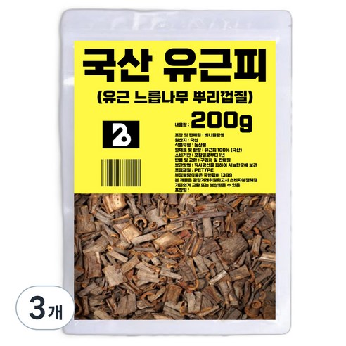비니플랑센 국산 유근피 유근 느릅나무 뿌리 껍질, 200g, 3개