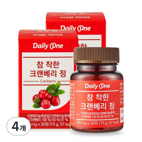 데일리원 참 착한 크랜베리 정 15g, 30정, 4개