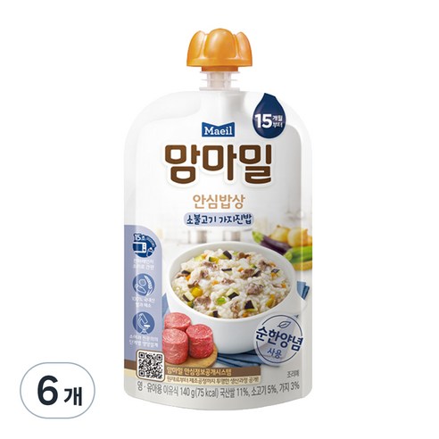 맘마밀 안심밥상 레토르트 이유식 140g, 소불고기 가지진밥, 6개