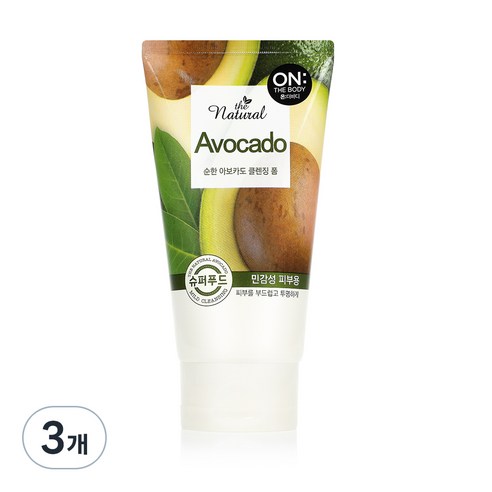 온더바디 더 내추럴 아보카도 순한 클렌징 폼, 120g, 3개