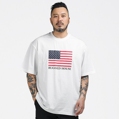 러기드하우스 남성용 컬러 플래그 프린팅 반팔 티셔츠