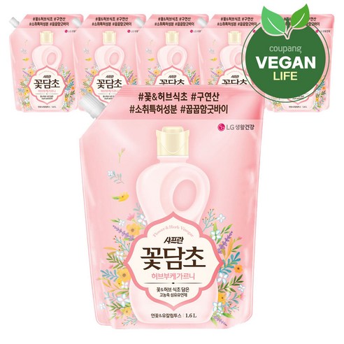 샤프란 꽃담초 연꽃 섬유유연제 리필, 1.6L, 6개