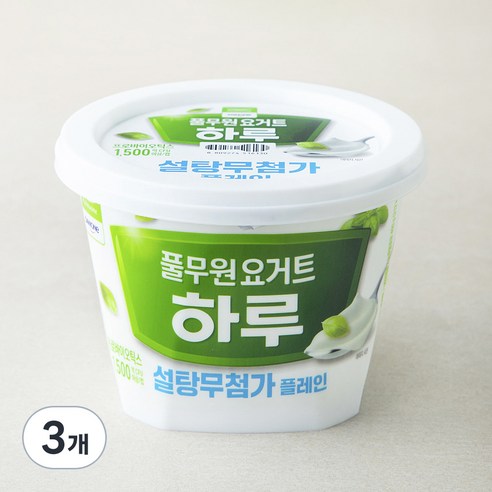 풀무원 하루 설탕무첨가 플레인 요거트, 400g, 1개입, 3개