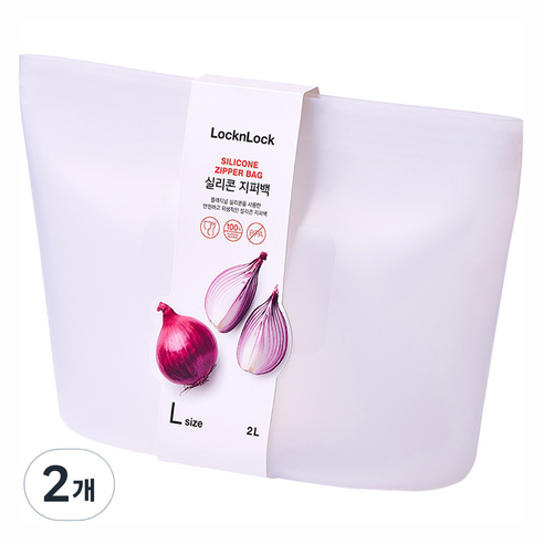 락앤락 실리콘 지퍼백 2L 내추럴, 2개, 단품