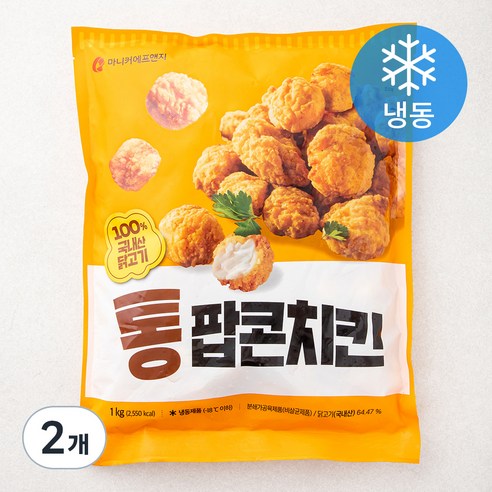 마니커에프앤지 통팝콘치킨 (냉동), 1kg, 2개