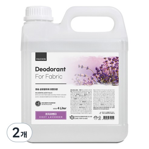 뽀숑 섬유탈취제 라벤더 리필, 4L, 2개