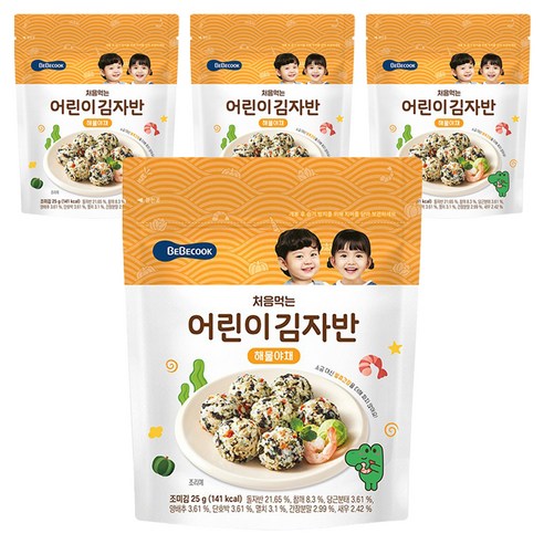 베베쿡 처음먹는 어린이 김자반, 해물야채맛, 25g, 4개