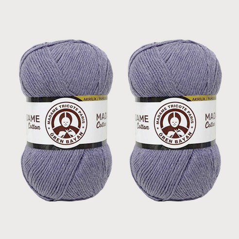 DIKTAS 마담카튼 면사 아크릴 혼합 뜨개실, 46.퍼플그레이, 2개
