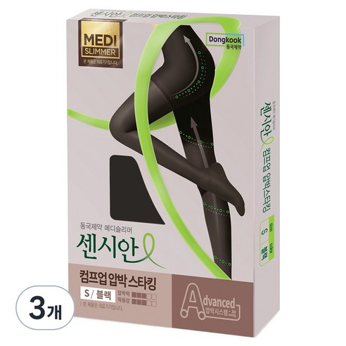 동국제약 센시안 컴프업 압박스타킹 블랙, 3개, 팬티형