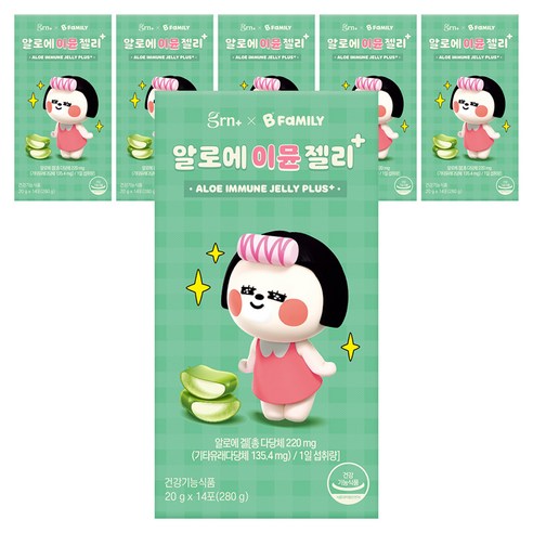 GRN 알로에 이뮨 젤리 플러스 14p, 280g, 6개