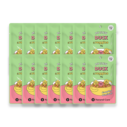 네츄럴코어 강아지 마이스튜치킨 주식 파우치, 오리+채소, 70g, 14개