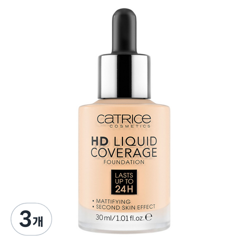 캐트리스 HD 리퀴드 커버리지 파운데이션 30ml, 002호 포슬린베이지, 3개