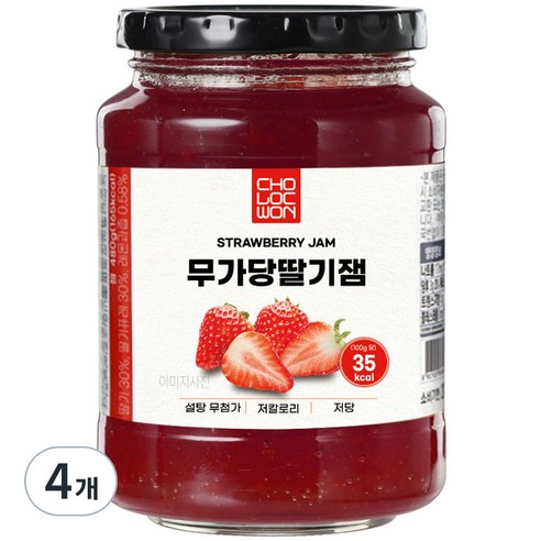 초록원 무가당 딸기잼, 480g, 4개