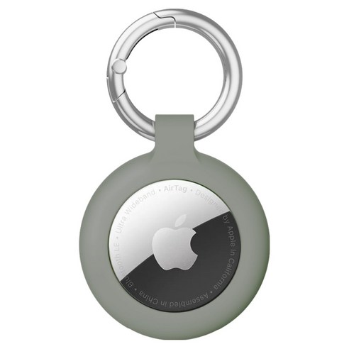 신지모루 에어태그 홀더 360 충격흡수 TPU 소프트 커버 케이스, 올리브 그레이, 1개