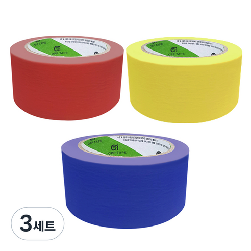 신흥테이프 마스킹테이프 빨강 + 파랑 + 노랑, 3세트
