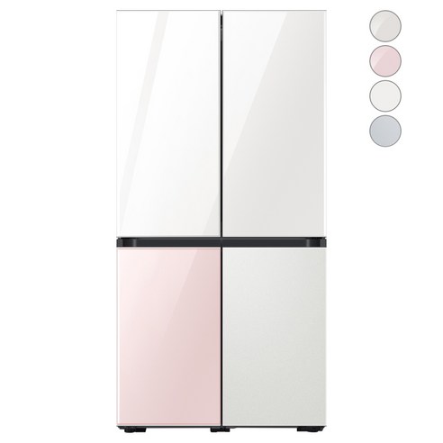 [색상선택형] 삼성전자 비스포크 프리스탠딩 냉장고 방문설치, RF85A93J1AP, 글램 화이트 + 글램 핑크 + 코타 화이트