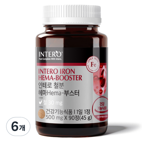 인테로 철분 헤마 부스터 45g, 90정, 6개