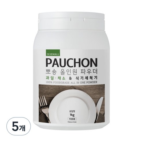 뽀숑 올인원 파우더 식기세척기 세제, 1kg, 5개