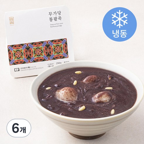 담꽃 무가당 통팥죽 (냉동), 250g, 6개