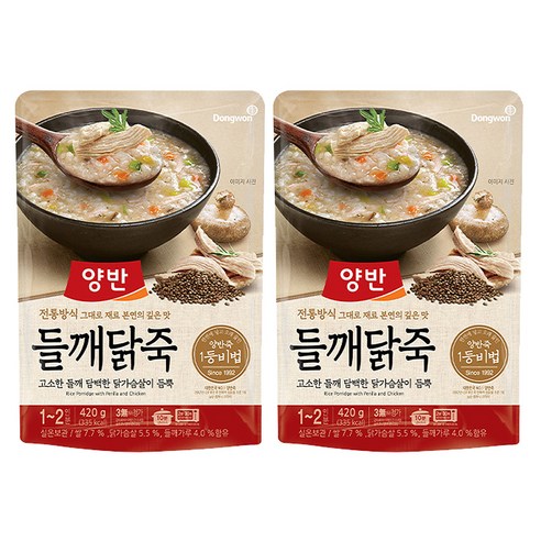 양반 들깨닭죽, 2개, 420g