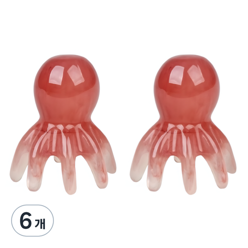ADUNE 문어 두피괄사 머리 지압 마사지기, 레드, 6개