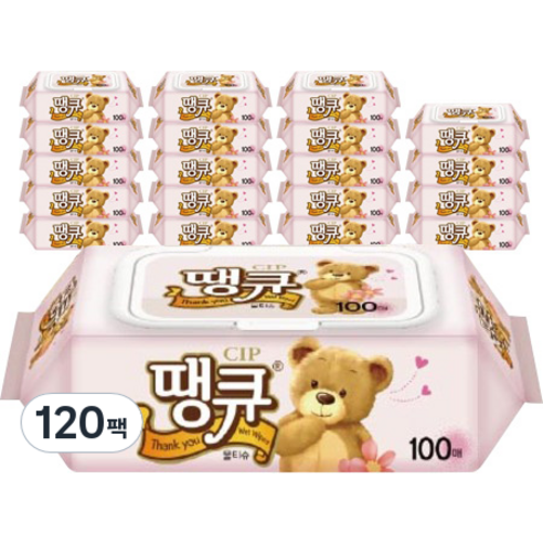 땡큐 캡형 물티슈, 100매, 120팩