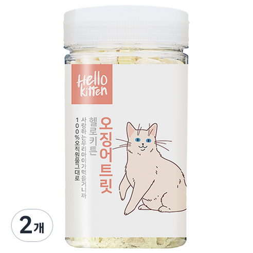 헬로키튼 고양이 오징어 트릿 동결건조간식, 오징어맛, 120g, 2개