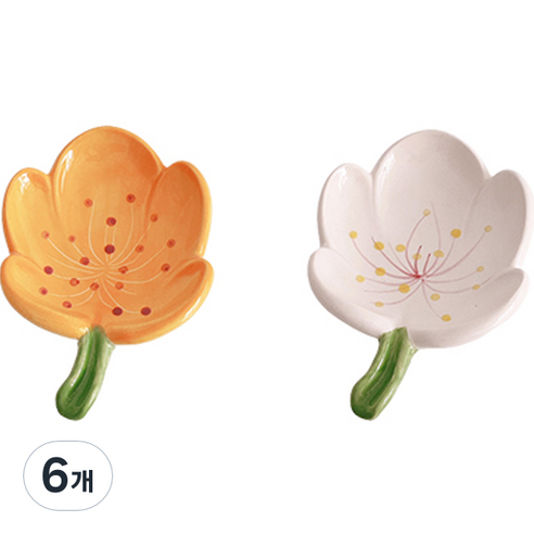 블럭마트 세라믹 꽃잎 비누트레이 TYPE2, 랜덤발송, 6개