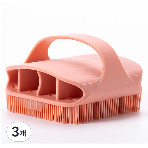 잇곰 깨끗하곰 촘촘 실리콘 바디 브러쉬, 핑크, 3개, 1개입