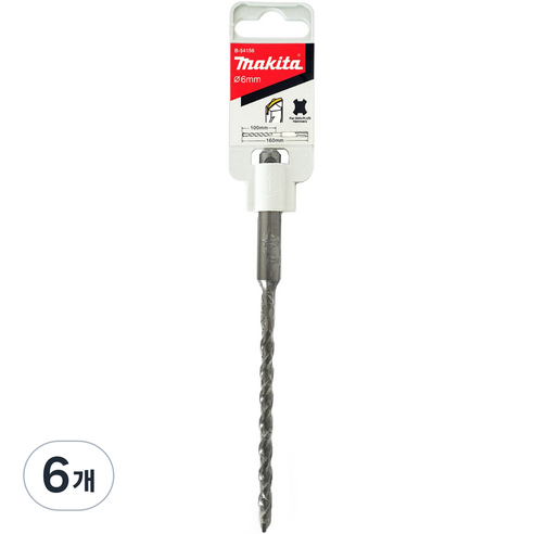 마끼다 SDS PLUS 2날 드릴 비트 6 x 160 mm B-54156, 본품(배터리없음), 6개