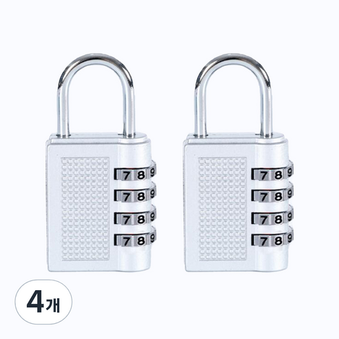 ROJI 4단 다이얼 비밀번호 자물쇠, 4개, 실버
