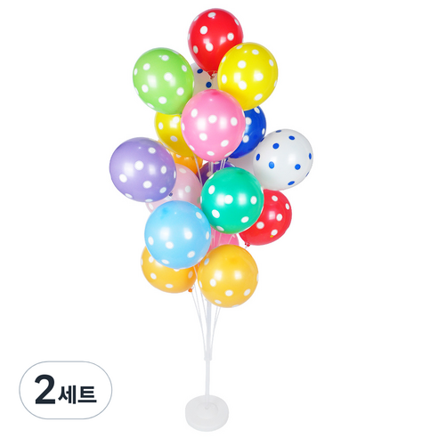 파티쇼 스틱 160cm 19p + 인쇄풍선 20p 풍선꽂이 세트, 도트인쇄혼합, 2세트